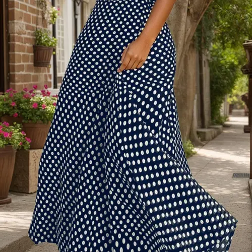 Women's Polka Dot Print High Waist Skirt, Retro Elegant A Line Long Skirt for Party Holiday, Ladies Bottoms for All Seasons, Womenswear, Vintage Pattern Skirt, Vintage Skirts