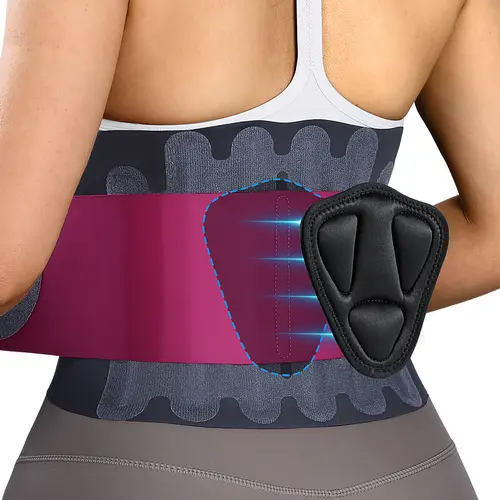 Fitomo Ultra-Thin 0.5mm Waist Support Belt for Men & Women with 3D Contoured Pad Back Pain Relief Flexible Trainer Breathable Fabric Adjustable Spine Alignment Gift for Birthday Christmas