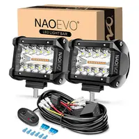 NAOEVO 4 Inch LED Pod Lights, Small LED Light Bar with 2 Leads Wiring Harness, LED Cube Work Lights for Truck Boat ATV UTV, 2 Pcs