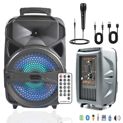 8inch Wireless Portable Bluetooth FM Speaker Sound System Party Speaker With Microphone Remote Control Audio,back to school,back to school haul