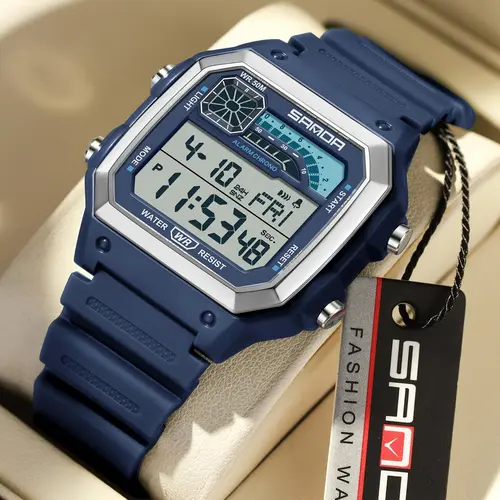 Men's Sporty Digital Watch, Fashion Digital Watch with Luminous Dial & Alarm Function, Waterproof Watch with Digital Display for Men, Fashionable Waterproof Watch, Trendy Multifunctional Watch, Waterproof Wrist Watch, Waterproof Wristwatch