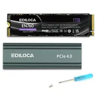EDILOCA EN760 Series PCIe Gen4 NVMe M.2 2280 Internal SSD - 1TB, 3D NAND TLC, Dynamic SLC Cache, Fast Speed Up to 5000MB/s & 4500MB/s, Aluminum Heatsink, PS5 & PC Compatible, 5-Year Limited Warranty, Tight-Fitting Design, TikTok Shop Back to School