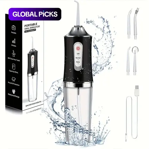Portable Rechargeable Oral Irrigator Water Flosser with 3 Cleaning Modes Waterproof for Deep Oral Care Home Travel Use #GLOBAL PICKS