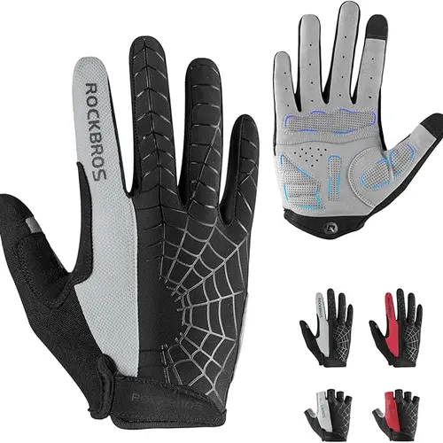 ROCKBROS Full Finger Gloves Touch Screen MTB Motorcycle Bicycle Cycling Gloves Touch Screen Anti-Slip MTB Gloves for Cycling Workout Outdoor Sports