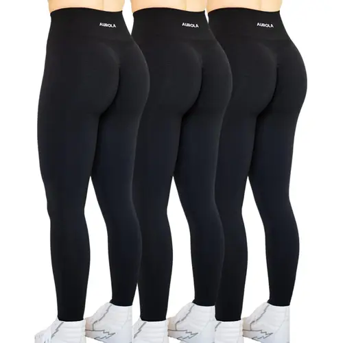 AUROLA  3 Pieces Pack Set Intensify Workout Leggings for Women Seamless Scrunch Tights Tummy Control Gym Fitness Girl Sport Active Yoga Pants