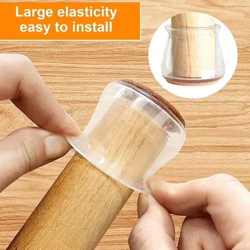 【FaddishDeal】Furniture Hardware Chair Rubber Mat with Silicone Felt Washable Pads - 20 Pcs Multiple Packs, Slip-Resistant, Shape-Adaptable (Round/Square), Wood/Tile Flooring Scratch Guard, Drag Noise Reducer, Ceramic Surface Household Use, Reduces Drag No