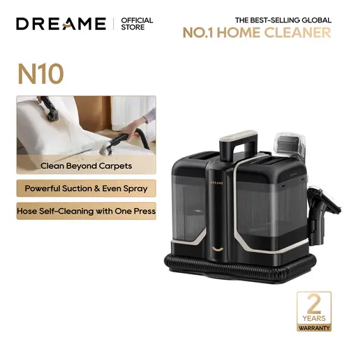 DREAME N10 Portable Carpet & Upholstery Cleaner, Spot Cleaner for Pets, Powerful Suction Stain Remover for Carpet, Area Rugs, Upholstery, Coaches and Car, 1.6L Large Water Tank, Hose Self-Cleaning Wet Vacuum Vacuum Mop