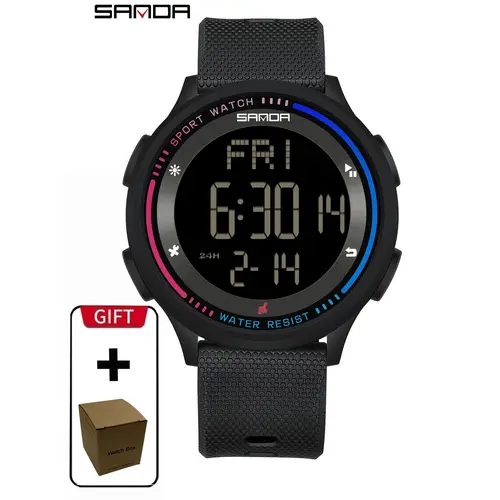 Men's Sporty Digital Wristwatch, Fashionable with Luminous Dial & Waterproof Wrist Watch Feature for Daily Life, Sportive Digital Watch, Modern Waterproof Watch