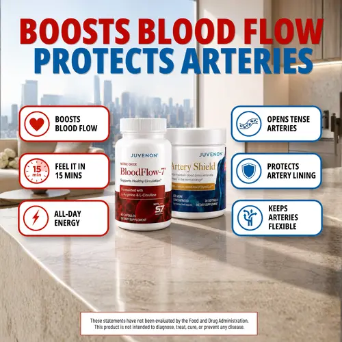 Juvenon Complete Circulation System – BloodFlow-7 Nitric Oxide Booster + Artery Shield Black Seed Oil – Complete Blood Flow, Artery & Heart Health Support Stack – TikTok Exclusive, 2 Full-Size Products