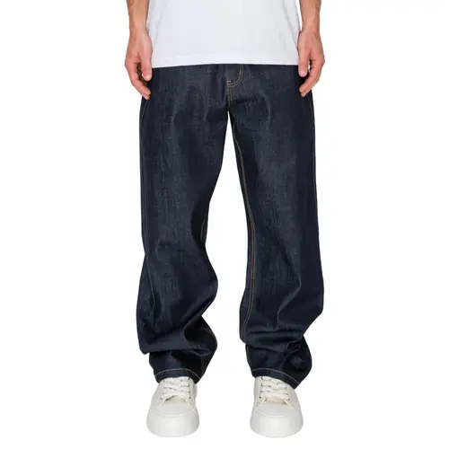 VICTORIOUS TERRA Men's Baggy Fit Raw Denim Jeans, 5-Pocket Streetwear Style in Breathable Stretch Cotton, Fabric, Soft, Stylish, Casual, Classic, Menswear, Hem