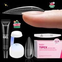 Beetles Tipex Instant Apex Nail Tips Thick Acrylic Nail Set for Flat Nails Manicure No Base Gel Included Stiletto Square Almond Coffin Nail Tips Nail Art DIY Gift for Women summervibes