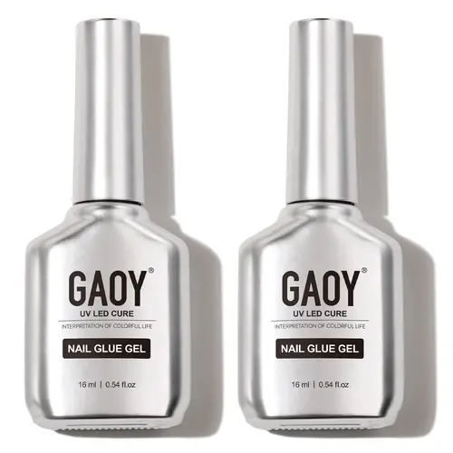 GAOY 2Pcs 16ml Gel Nail Glue for Acrylic Nails Tips, Clear Glue Gel for Sheer Press ons for Long Lasting UV Light Cure DIY