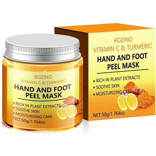 ROZINO Plant-Based Vitamin C & Turmeric Hand & Foot Masks - Beauty Products with Moisturizer, Hand Cream Benefits, Feet Peeling Action, Skin Brightening, Dead Skin Removal, Gentle Smooth Deep Care