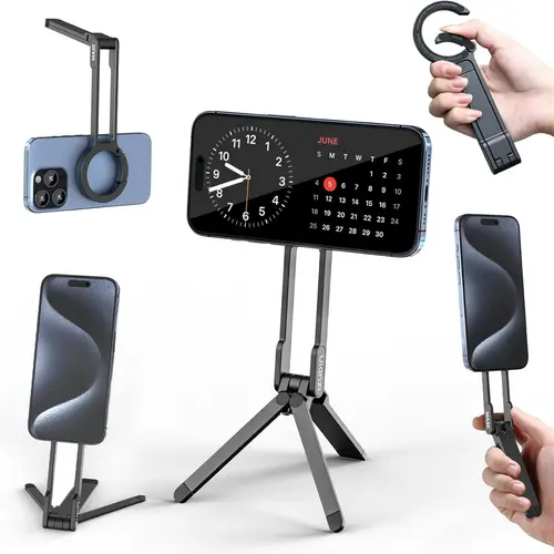 ULANZI MA30 Aluminium Compact Tripod Stand - Double-Sided Magnet Quick Mount Foldable Pocket Accessory, MagSafe Compatible with MagSafe & iPhone 16-13, Multipurpose Mobile Phone Holder Grip