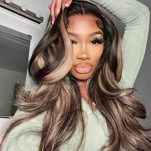 Mscoco Glueless Balayage Honey Blonde Highlight Human Hair Wig 1B 22 Body Wave & Straight Lace Wig 6x5 Wear And Go HD Lace Wig Preplucked Wig Body Wave Wigs Highlight Ombre Wig