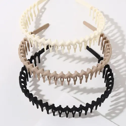 3pcs Women's Zig Zag Headbands, Non-Slip Leopard Pattern, Casual Style, All-Season Hair Accessories, Fashionable Hairstyles, Zigzag Headband, Plastic Headbands