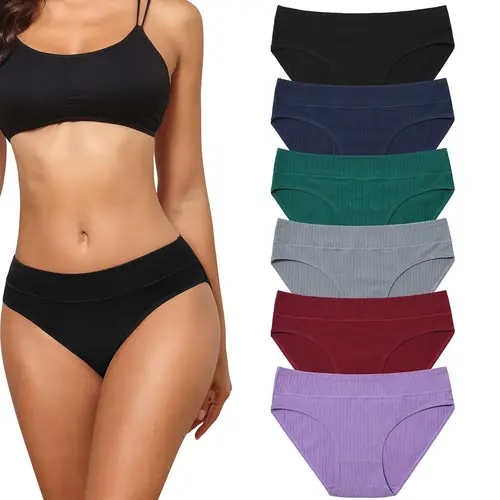 LEVAO Women’s Soft & Breathable Cotton Underwear, Mid Rise Hipster Briefs, 6 Pack Everyday Cotton Panties summerwins