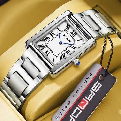 Men's Business Rectangle Dial Analog Quartz Watch, with Box, Waterproof Fashion Watch for Party, Daily Decor, Trendy All-match & Exquisite Watch for Birthday Gift, High End Watch