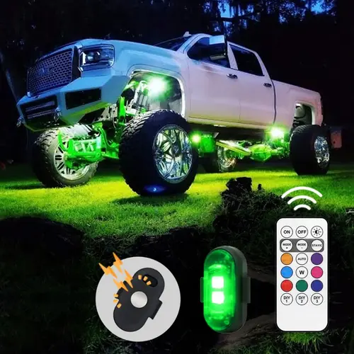 Remote Control RGB LED Car Light, Led Lights Car, Magnetic Mount No Tools Required USB Rechargeable Car Decorative Light, Auto Decorative Light, Waterproof Car Light Colors 10 Modes for Car, Motorcycle, Pickup Gift for Boyfriend, Dad