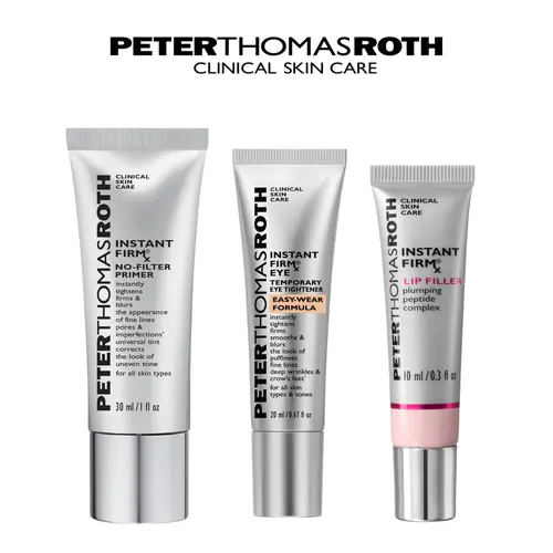 Peter Thomas Roth Instant FirmX Essentials Full Size 3-Piece Bundle with Easy Wear Eye Tightener, No-Filter Primer, and Lip Filler
