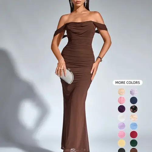 Parthea One-Shoulder Ruched Slim Fit Backless Boning Corset Mesh Dress, Drapey One Shoulder Dress, Backless Dress for Parties, Gatherings, Dates