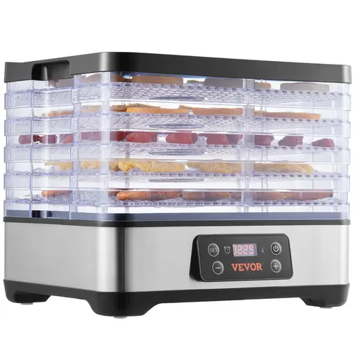 VEVOR PP Countertop Food Dehydrator, 5-Layer BPA-Free Food-Safe Trays, 300W Electric Dryer with Digital Adjustable Timer, Adjustable Temperature, ETL Listed, Even Drying, 1.7 lbs Per Tray, Father's Day Kitchen Gift for Jerky, 5-Layer Bpa-Free Trays, Kitch