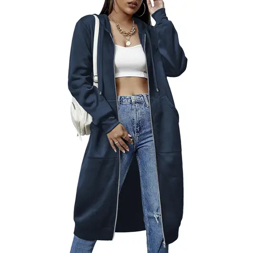 Zeagoo Women Casual Zip up Fleece Hoodies Tunic Sweatshirt Long Hoodie Jacket Cotton Long Sleeve fitted striped knitwear Christmas hoodie & sweatshirt zip hoodies summerwins,back to school,back to school shopping