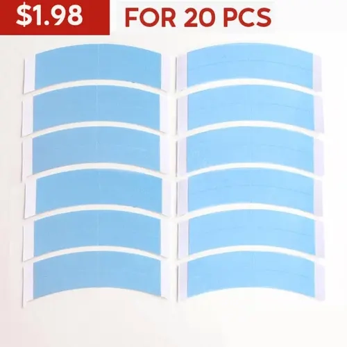 Ashimary Blue Wig Tape - 20 Pcs Double Sided Lace Glue Strips, Strong Hold Medical Adhesive Tape, Waterproof, Easy to Apply for Hairpieces, Weaves, Lace Front Wigs, Hair Extensions (Not for Sale),sohochic