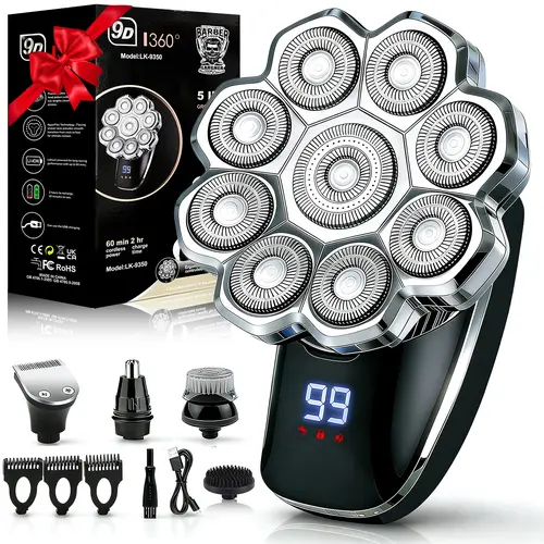 Electric Kit, 1 Box Waterproof Wet & Dry Grooming Kit, Showerproof Cordless Portable Shaver, Cordless Rechargeable Bald Head Razor for Home & Travel, Beard Shaver Kit