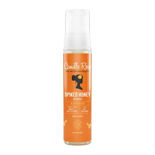 Camille Rose Spiked Honey Mousse 4-in-1 Styler, 8 oz, Hair Styling Mousse with Honey & Nettle Root, Moisturizing & Texture Definition, for Curly, Wavy & Natural Hair
