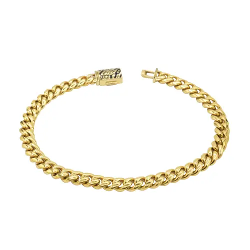 GLD Cuban Link Bracelet 5mm width | 18k Yellow Gold Plated, 7"-9" lengths Classic & Bold - Lifetime Guarantee, Perfect Gift