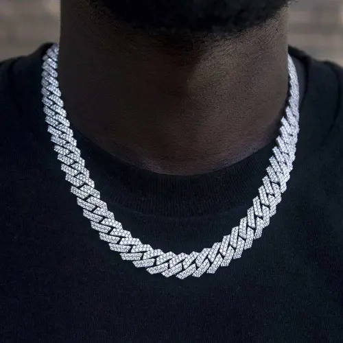 GLD Diamond Prong Link Chain in White Gold - 12mm - Perfect Gift #TikTokShopBackToSchool