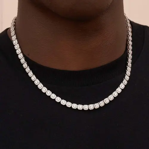 GLD Micro Clustered Tennis Necklace | 14k White Gold Plated Hand-Set CZ Stones 16-24" Inch Length Daily Wear Lifetime Guarantee - Perfect Gift #TikTokShopBackToSchool