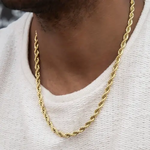 GLD Rope Chain Necklace | 18k Yellow Gold - 6mm in Width - 16-30" Lengths | Lifetime Guarantee - Perfect Gift #TikTokShopBackToSchool