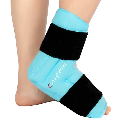 Comfytemp Large Ankle Foot Ice Pack Wrap - Hot Cold Use Brace for Plantar Fasciitis, Heel Spur, Achilles Tendonitis, Pain Relief, Swelling (1 Pack)