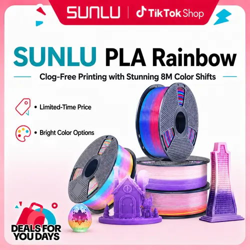 SUNLU PLA Rainbow Series 3D Printing Filament, Clog-Free Print Performance, 8M Color Shifts, 3D Printer Supplies-8033, Polylactic Acid (Pla), 8033 Series tiktokshopbacktoschool,back to school,back to school haul