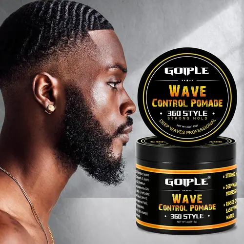 Goiple Men's 360 Wave Pomade - Haircare Gel Pomade, Shea-Infused, Strong Hold, Water-Based, Easy Wash, Moisturizing, Texture Defining Styler, Styling Texture Hydration