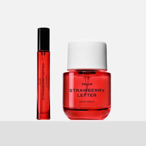 PHLUR Strawberry Letter Eau de Parfum Duet - Full + Travel Size Perfume Set with Strawberry & Plum Nectar (50mL + 9.5mL)