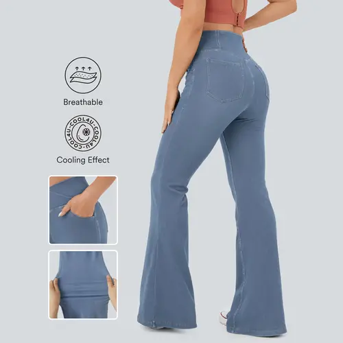 Halara Flex™ High Waisted Crossover Pocket InstantCool Washed Casual Jeans