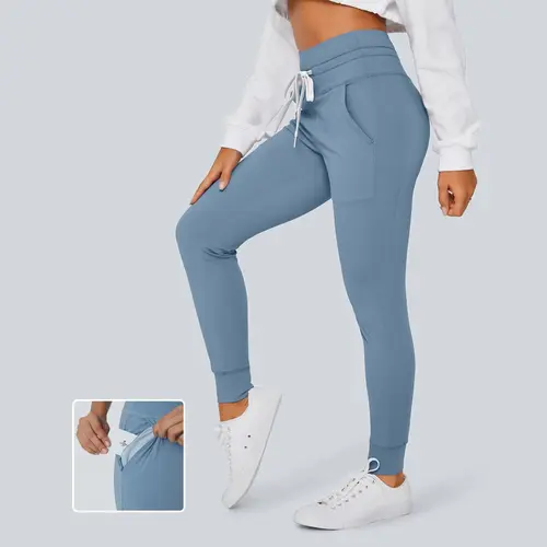 Halara SoftlyZero™ Plush High Waisted Drawstring Pocket Plain Full Length Joggers #BackToSchool