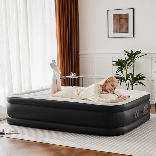 Air Mattress --Inflatable Blow Up Mattress Airbed with Built-in Pump, Double Height, Adjustable Portable for Home or Camping