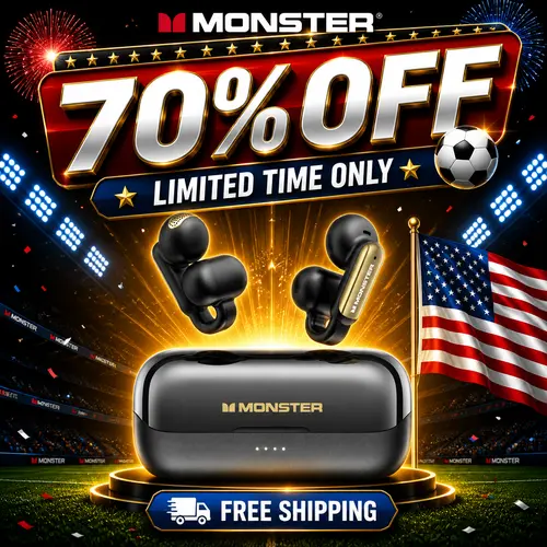 Monster True Wireless Earbuds - Bluetooth 5.4 Wireless Headphones with 13mm Drivers, Waterproof Design, Noise Reduction, Hi-Fi Stereo Audio, Hands-Free Calls, Long-Lasting Batteries, for Sports Running & Gaming, Back to School