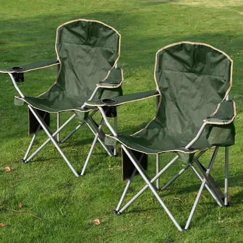 Extra Wide Folding Camping Chair for Adults - 600D Oxford Fabric, Foldable Frame, Tall Backrest, Built-In Cooler Pouch, Cup Holder, Oversized Gear Pocket, Carry Straps, Portable for Beach/Fishing, Outdoor Events