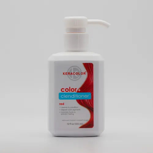 Keracolor Color+ Clenditioner Semi-Permanent Red Hair Dye & Cleanser - 12 oz Keratin Conditioner, No Heat Required, Cruelty-Free Haircare Product