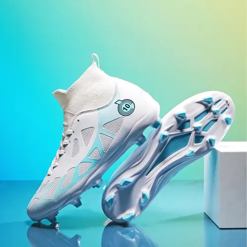 Women's Colorblock Lace Up High Top Sport Football Boots, Training Sport Comfortable Soccer Cleats, Soft Football Shoes for All Seasons Football Field Boots, Sports Football Shoes, TF Soccer Shoes