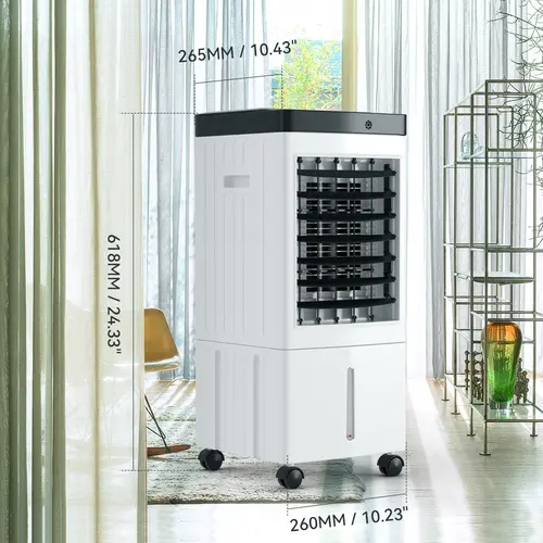 Portable Evaporative Air Cooler (10L-32L-60L Multi-Size) - 3-IN-1 Cooling Fan & Humidifier, Compact 3.7kg, Remote Control, US Plug, PP+ABS Plastic Build, Ice Box Slow Chill Function for Home Users in Hot Weather