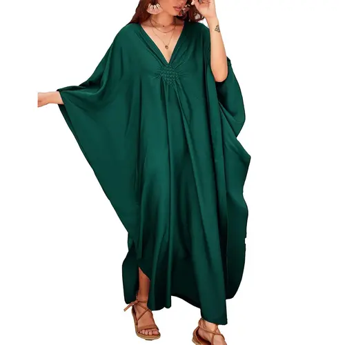 Bsubseach Women Ethnic Print Kaftan Dress , Plus Size All Over Print  TunicDress, Boho Casual V Neck TunicDress for Women, Women's Plus Cover Up,Mrs. Roper Kaftan ，bubu，mumu，Casual Womenswear Maxi Modesty Muslim Clothing Baggy Boho Caftan
