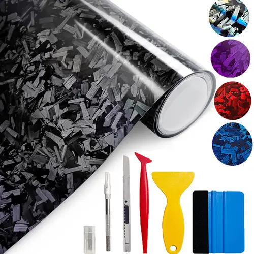 Forged Carbon Fiber Vinyl Wrap, High Gloss Car Wrap Vinyl Roll, Auto DIY Decal Film Sheet with Air Release Technology, Self-Adhesive Car Wrapping 1ft x 5ft #fathersdaygift