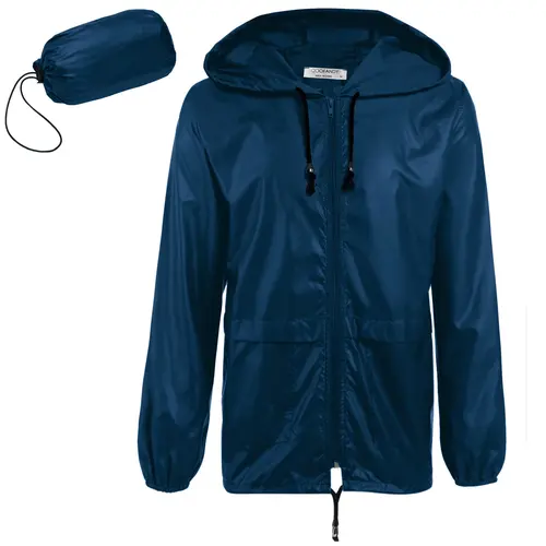 Men's Packable B Rain Jacket  Outdoor Waterproof Hooded Lightweight Classic Cycling Raincoat - For Hiking/Outdoor/Camping Fabric Menswear Zipper Breathable  Relaxed Fit Long Sleeve Tops