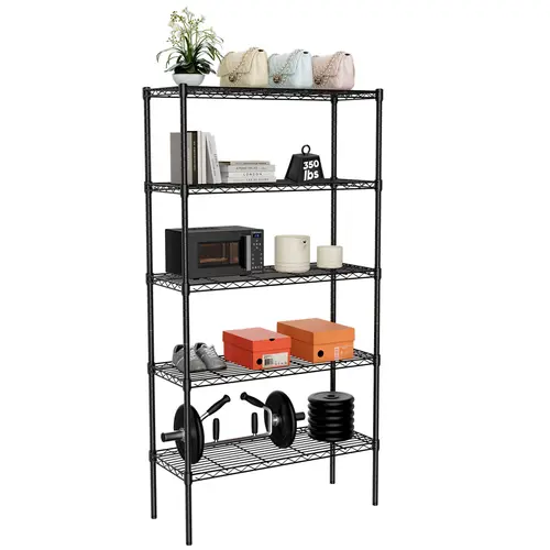 Sweet Furniture Heavy-Duty Waterproof Metal Storage Shelving Unit - 3/4/5-Tier Adjustable Height Wire Racks, Freestanding Home Organizer, 25+ kg Capacity, Ideal for Garage Organization, Wardrobe Dorm Room, Vanity Setup
